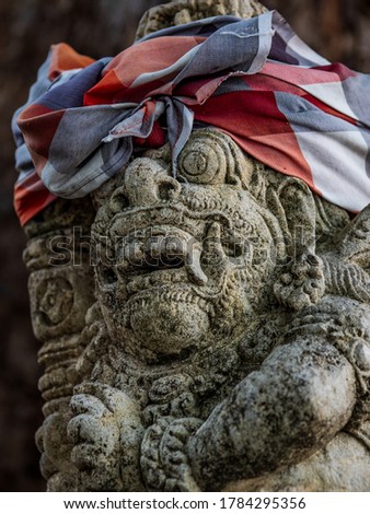 Statue at the temple in Bali Indonesia