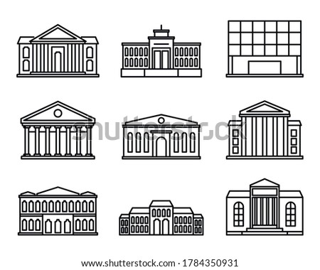 Entertainment theater museum icons set. Outline set of entertainment theater museum vector icons for web design isolated on white background