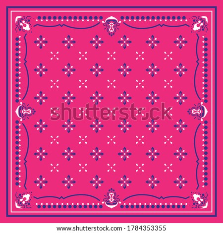 Seamless pattern based on square ornament paisley Bandana Print for boys and girls. Best motive for print on fabric or papper.
