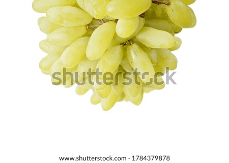 Green grape with leaves isolated on white. With clipping path. Full depth of field