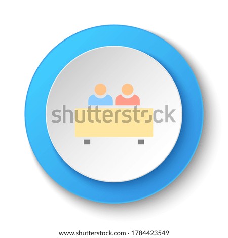 Round button for web icon, interview, users. Button banner round, badge interface for application illustration