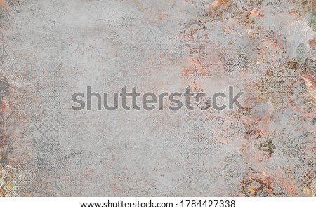 patina wall covering background - damask & vintage texture 