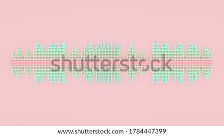 Sound wave Pastel color with clipping path on Pink background. 3D Render.
