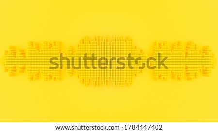 Minimal idea concep. Sound wave Yellow color with clipping path on yellow background. 3D Render.