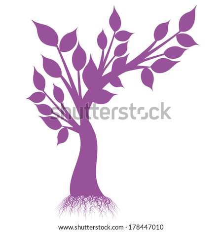 art tree silhouette isolated on white background