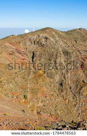 Roque de los Muchachos volcano crater, La Palma, Canary Islands. View into the caldera.