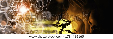 Black silhouettes of bats on background of the moon. Halloween concept. Scary background. Frightening abstract objects for Halloween.