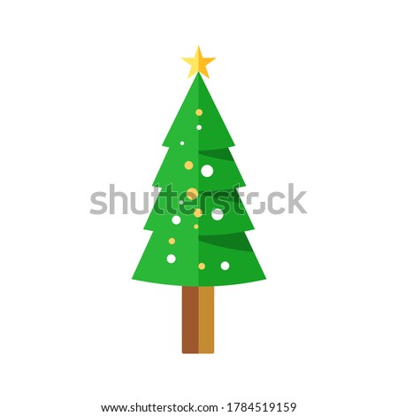 Christmas Tree Flat Color Isolated in White Background
