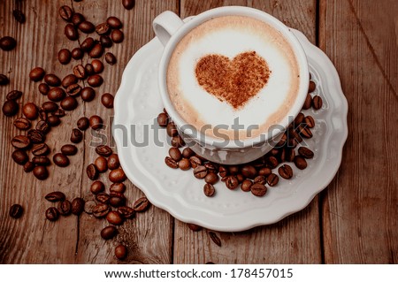Cup of coffee with heart on foam