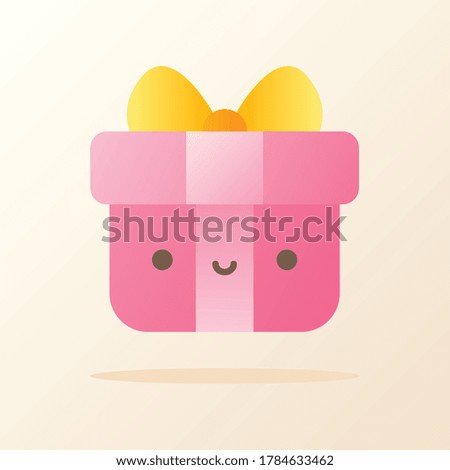 icon pink gift box with yellow ribbon for special day