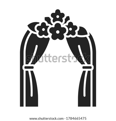 Wedding arch black glyph icon. Event service. Isolated vector element. Outline pictogram for web page, mobile app, promo.
