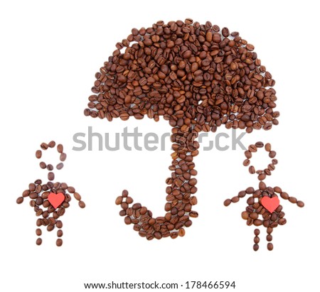 Coffee beans picture on white background