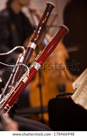 Two bassoon in the orchestra closeup Royalty-Free Stock Photo #178466948