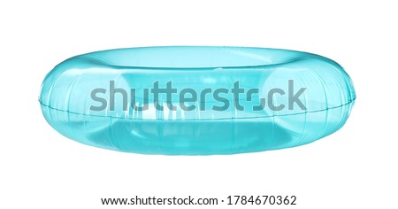 Blue inflatable ring isolated on white. Beach accessory Royalty-Free Stock Photo #1784670362