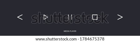 Flat linear design. Media player icon for applications, web sites and public use. Vector illustration. Touch control buttons - pause, play, forward and rewind, stop, record.  Royalty-Free Stock Photo #1784675378