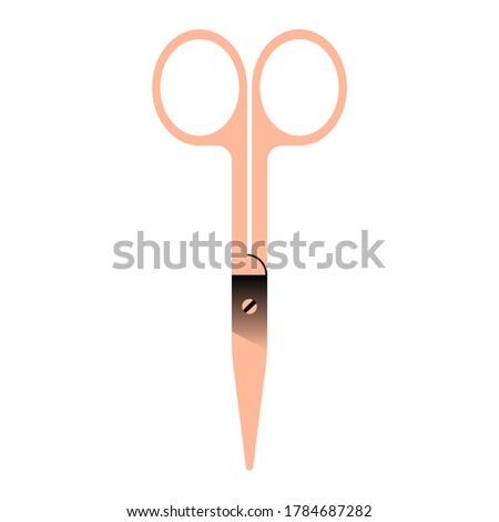 Scissors for manicure. Rose gold and black gradient. Vector illustration.
