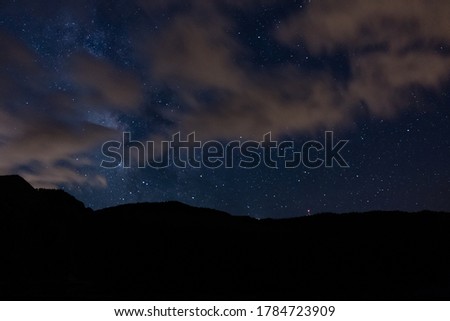 Night Landscape, with Clouds covering the Milky way on a beautiful night on the Sete Cidades Lagoon in the island São Miguel. Azores, Portugal.