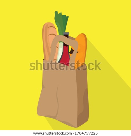 Grocery bag icon. Shopping bag with food - Vector