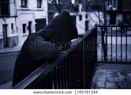Man of street gang, delinquency and drugs, violence Royalty-Free Stock Photo #1784781344