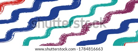 Cool Wavy Zigzag Striped Vintage Pattern. Torn Vector Watercolor Paint Lines. Winter Autumn Trendy Fashion Print. Dirty Graffiti Trace. Summer Spring Distress Stripes. Hand Painted Lines Texture.