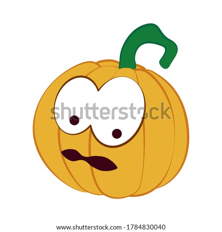 Pumpkin on a white background. Halloween holiday symbol. Orange pumpkin with a smile and other emotions for your design. Vector illustration.