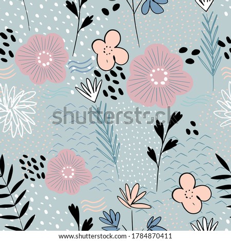 seamless floral abstract background. flowers and leaves
