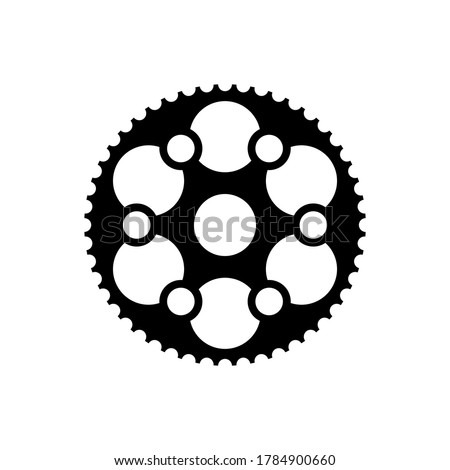 Simple Flat Monochrome bicycle sprocket icon. Chainrings, Bike gear icon. Vector illustration. Eps10