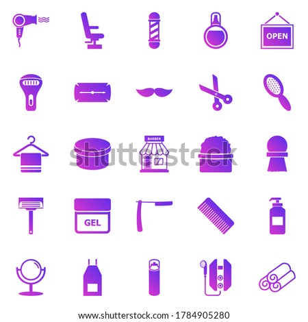 Barber gradient icons on white background, stock vector