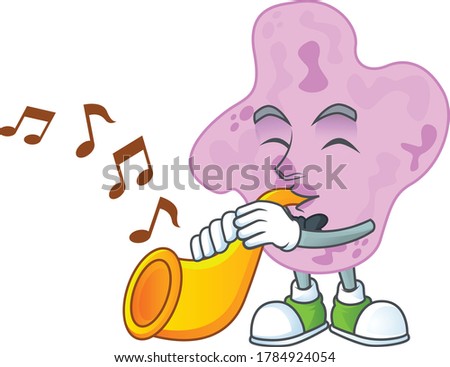 A brilliant musician of tetracoccus cartoon character playing a trumpet. Vector illustration