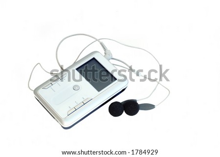 an mp3 player isolated on white, with a clipping path