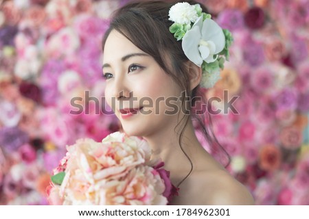 Attractive asian bride. Bridal concept. Wedding photo.