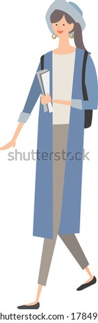 A cartoon of a mom wearing plain clothes Casual fashion