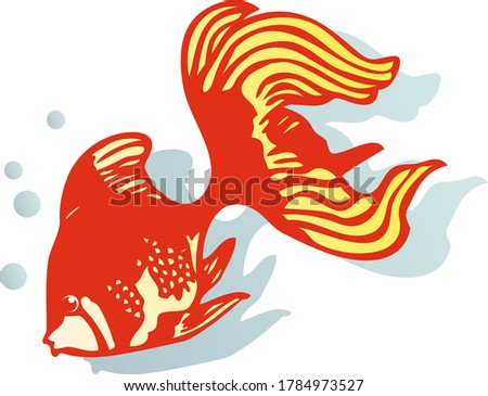 Simple material illustration of red goldfish