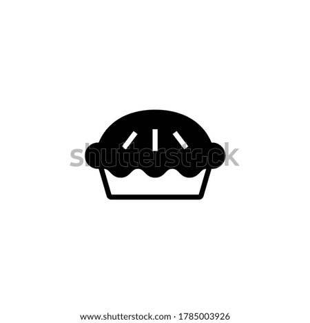 Pie icon in black flat glyph, filled style isolated on white background