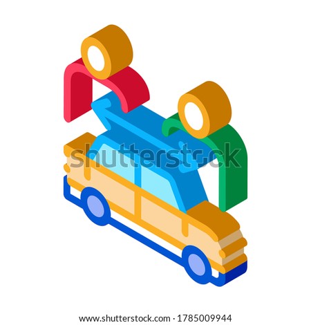 two buyers per car icon vector. isometric two buyers per car sign. color isolated symbol illustration