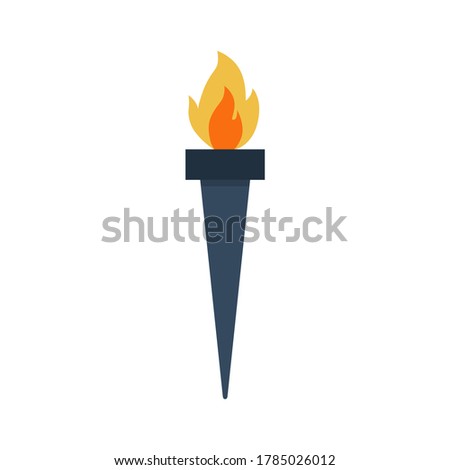 Torch flat, flame icon, vector illustration isolated on white background