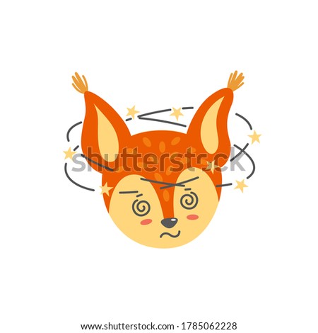Dizzy squirrel face. Emotion expression like emoji. Vector illustration in flat style