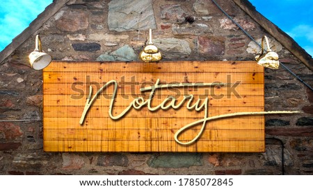 Street Sign the Direction Way to Notary Royalty-Free Stock Photo #1785072845