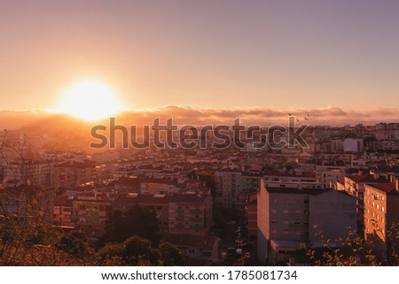 Beautiful colorful sunset over the city, Portugal