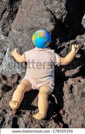 Vintage Old Doll with a Globe Earth Head