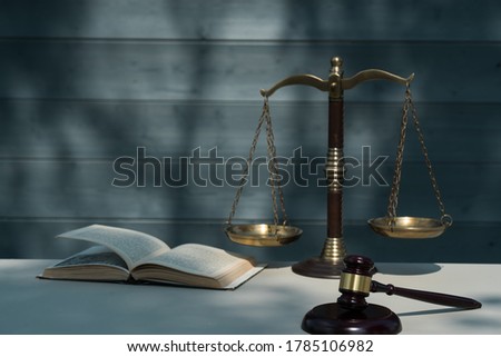 Law and Justice symbols concept,
