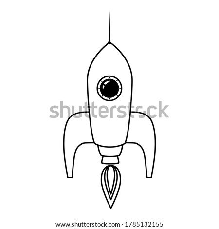 Rocket space ship retro icon line. Vector illustration isolated