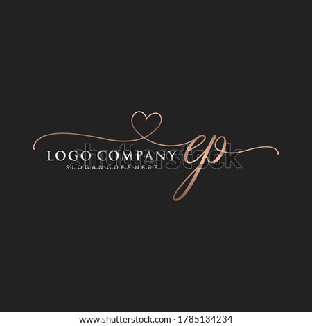 Initial EP beauty monogram and elegant logo design, handwriting logo of initial signature, wedding, fashion, floral and botanical with creative template.