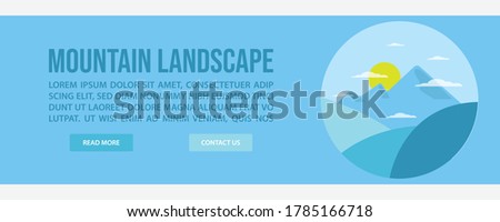 Mountain landscape web banner template design. Flat design style mountain landscape web banner vector illustration design