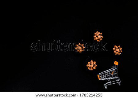 Christmas and Black Friday concept. Top horizontal view copyspace. Festive sales background