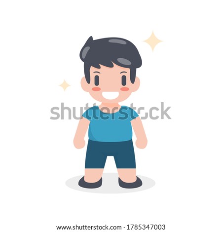 Cute happy boy cartoon character vector isolated on white background