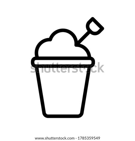 Sand bucket outline icon on isolated white background, Buckets line icon, Sand bucket vector illustration for logo, ui, web, apps, banner, poster, brochure, infographic, etc.