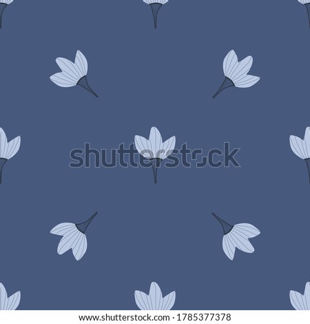 Floral seamless pattern. Light blue flowers on a dark blue background. Vector illustration for textile, napkins, wrapping paper, notepad cover.