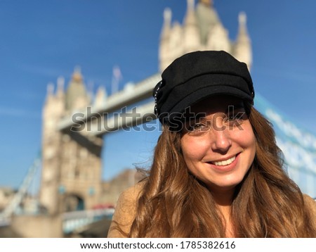 Model by Tower Bridge in London