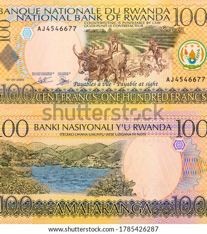 Rwanda 100 Francs 2003 Banknotes.